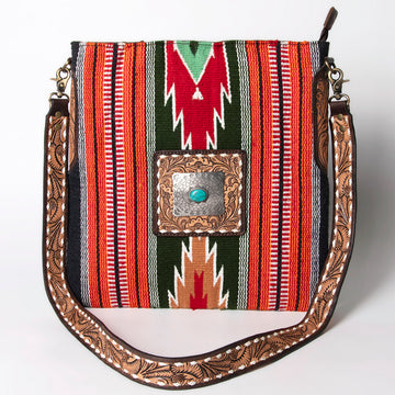 American Darling Large Crossbody Hand Tooled Saddle Blanket Genuine Leather Western Women Bag Handbag Purse | for Cute